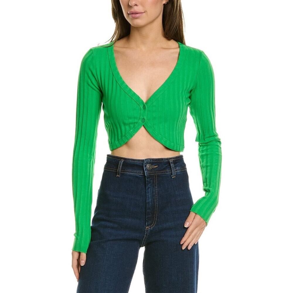 Cotton Citizen Kelly Green Capri Crop Cardigan Sweater Size Small